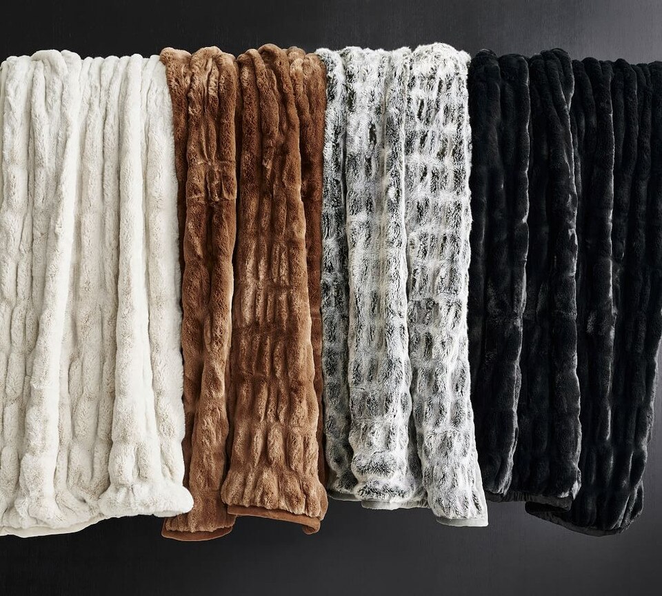Faux Fur Ruched Throws Pottery Barn Australia